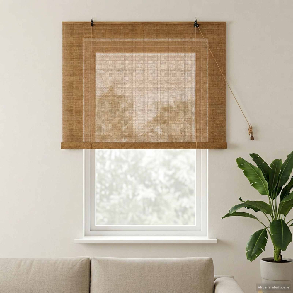 Produktbild för Rullgardin Brun 140 x 160 cm Bambu