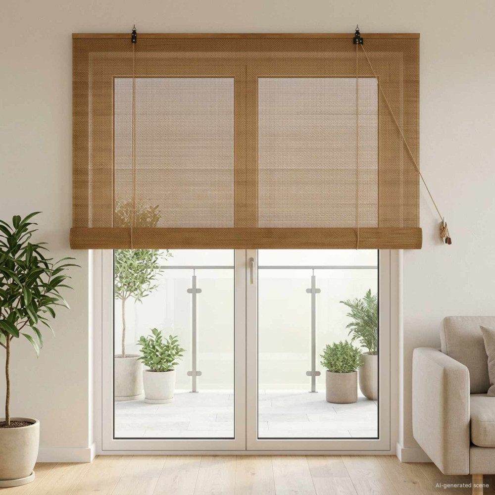 Produktbild för Rullgardin Brun 140 x 220 cm Bambu