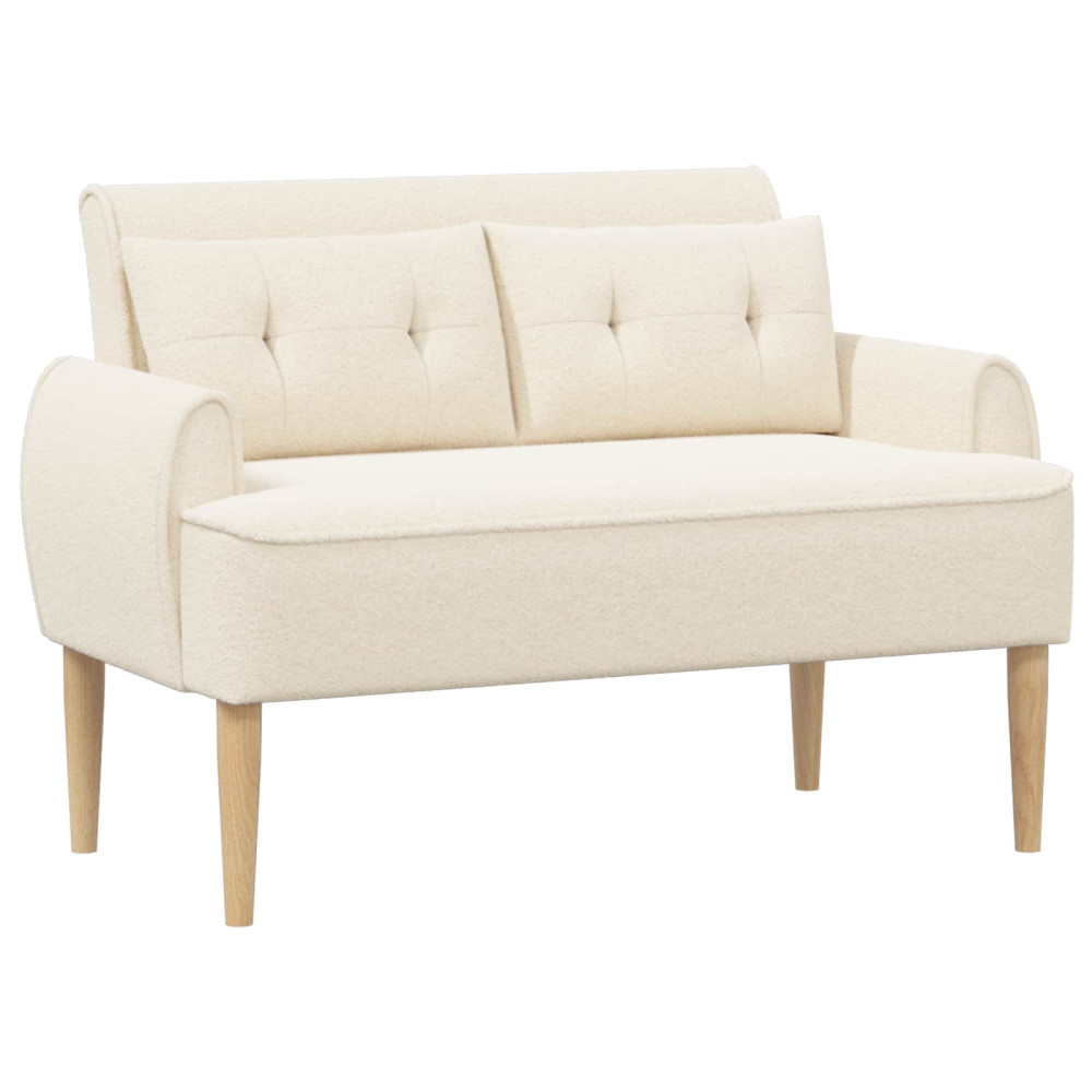 Produktbild för Loveseat med knapprapport Gräddvit 117 x 67 x 77 cm Bouclé