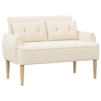 Produktbild för Loveseat med knapprapport Gräddvit 117 x 67 x 77 cm Bouclé
