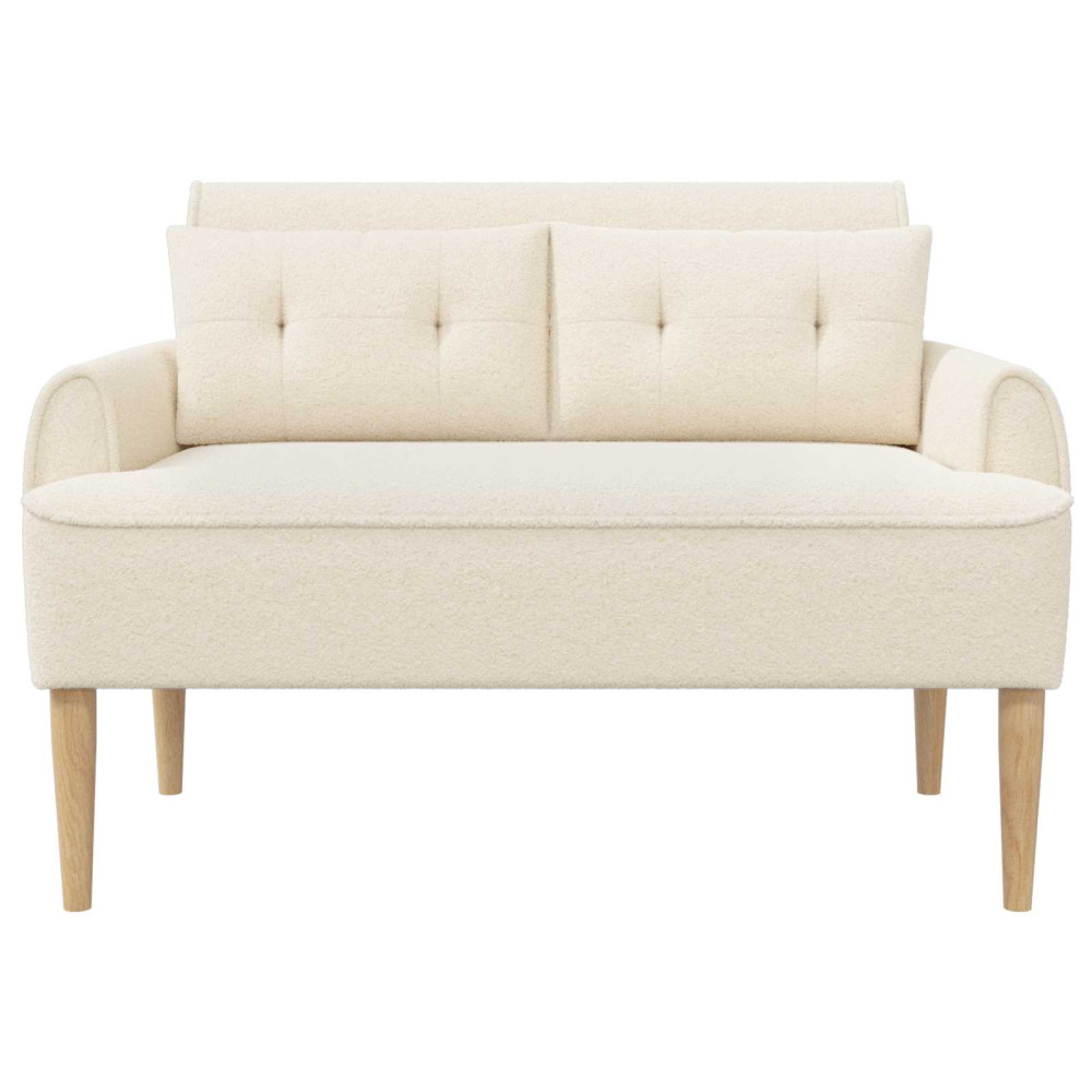 Produktbild för Loveseat med knapprapport Gräddvit 117 x 67 x 77 cm Bouclé