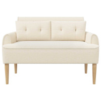 Produktbild för Loveseat med knapprapport Gräddvit 117 x 67 x 77 cm Bouclé
