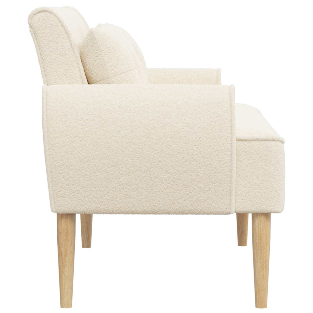 Produktbild för Loveseat med knapprapport Gräddvit 117 x 67 x 77 cm Bouclé