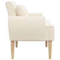 Produktbild för Loveseat med knapprapport Gräddvit 117 x 67 x 77 cm Bouclé
