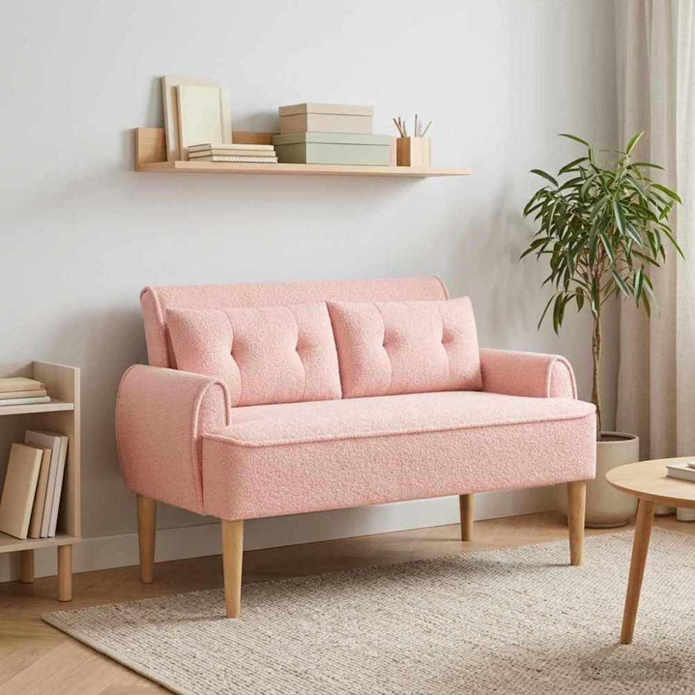 Produktbild för Loveseat med knapprapport Rosa 117 x 67 x 77 cm Bouclé