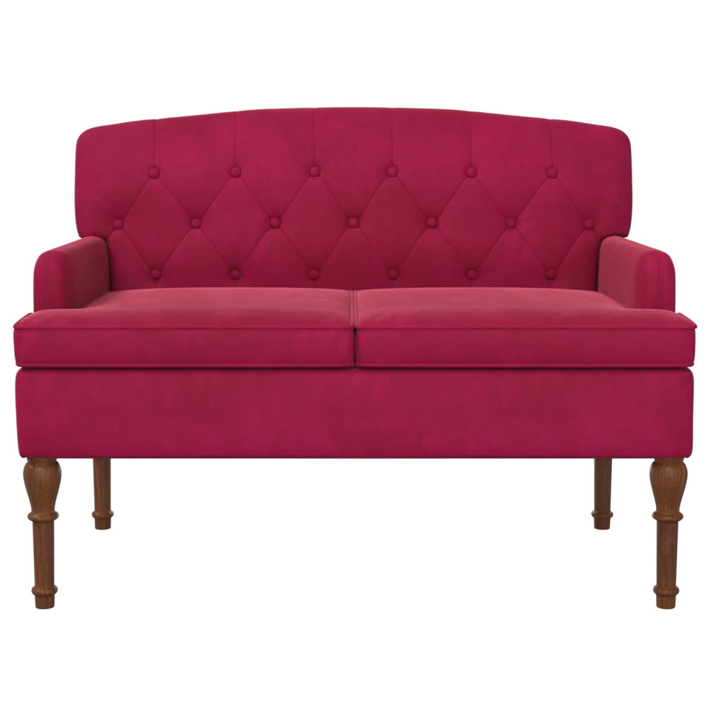 Produktbild för Loveseat med knapprapport Vinröd 111 x 65 x 79 cm Sammet
