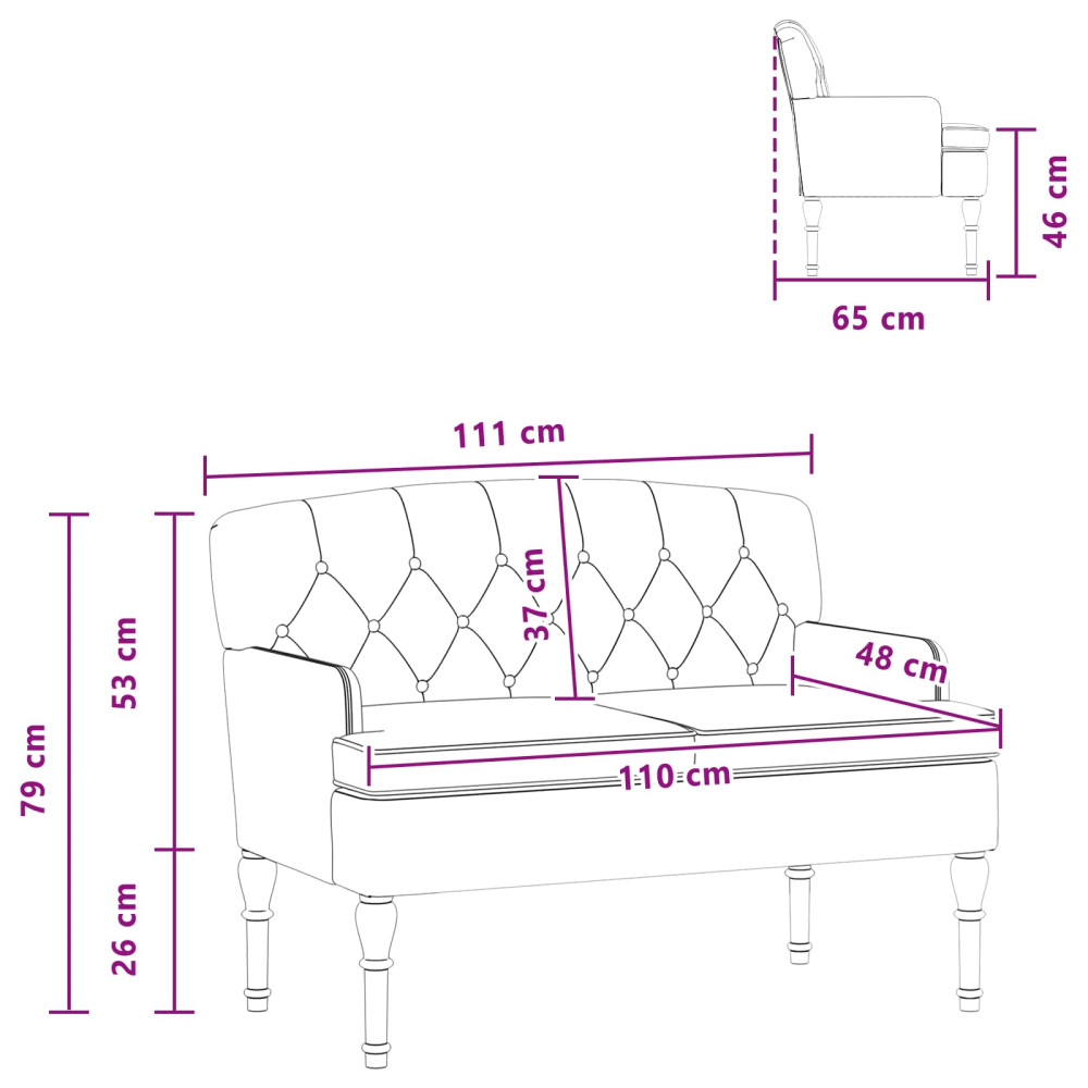 Produktbild för Loveseat med knapprapport Vinröd 111 x 65 x 79 cm Sammet