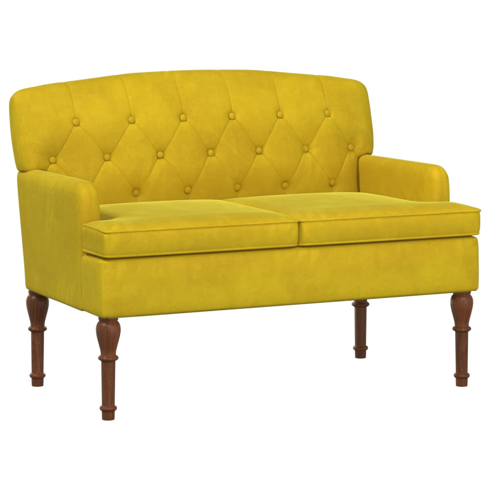 Produktbild för Loveseat med knapprapport Ljusgul 111 x 65 x 79 cm Sammet