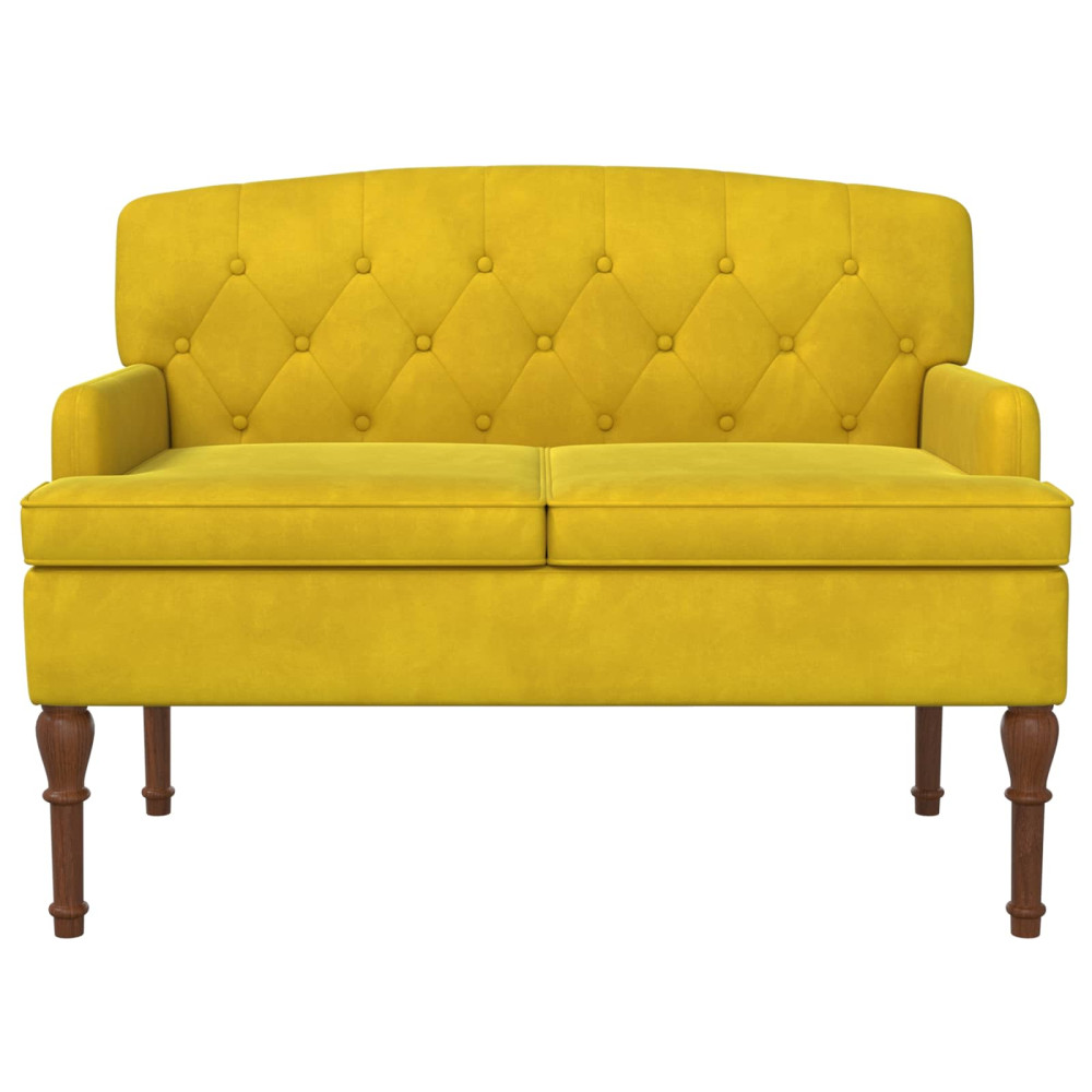 Produktbild för Loveseat med knapprapport Ljusgul 111 x 65 x 79 cm Sammet