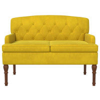 Produktbild för Loveseat med knapprapport Ljusgul 111 x 65 x 79 cm Sammet