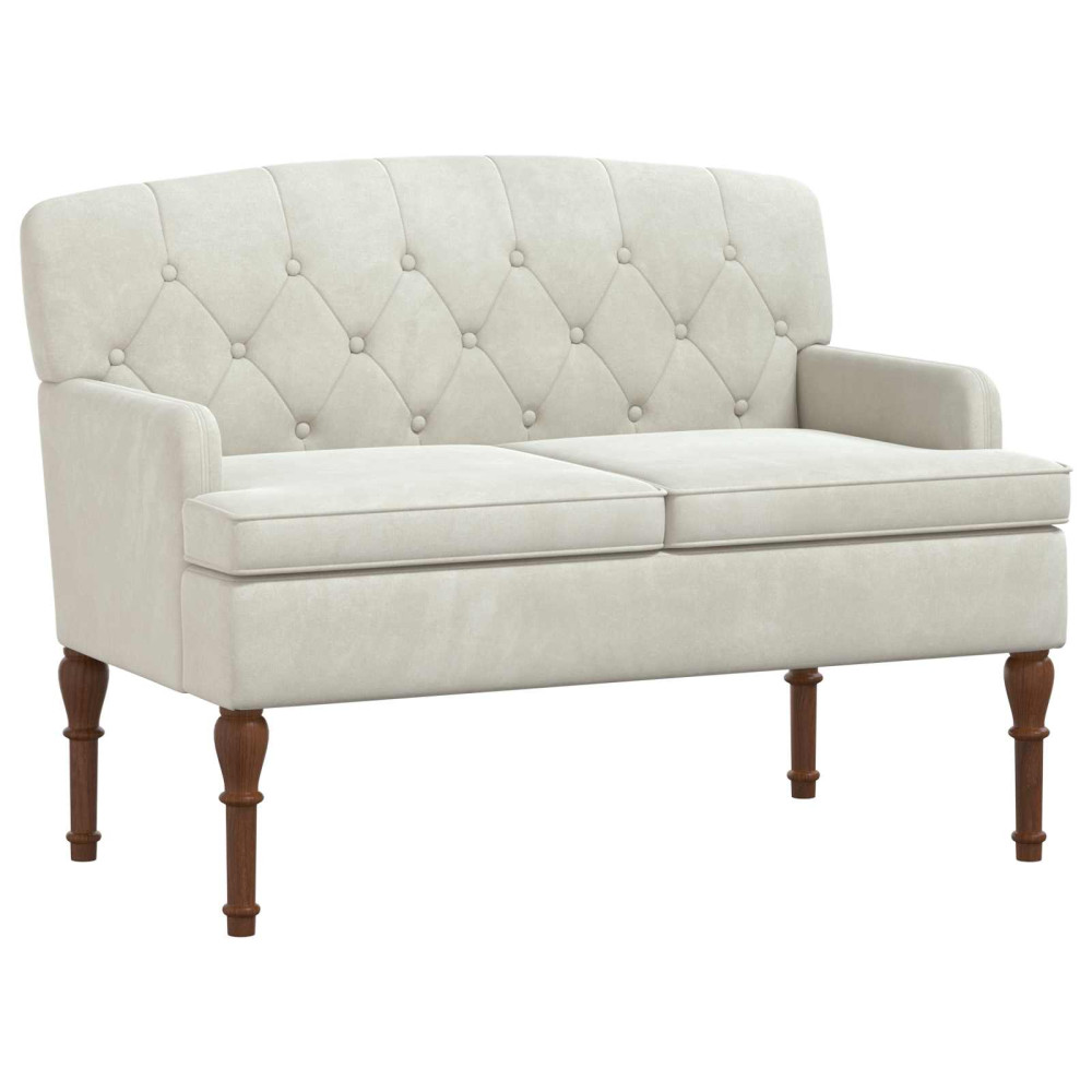 Produktbild för Loveseat med knapprapport Gräddvit 111 x 65 x 79 cm Sammet