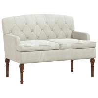 Produktbild för Loveseat med knapprapport Gräddvit 111 x 65 x 79 cm Sammet