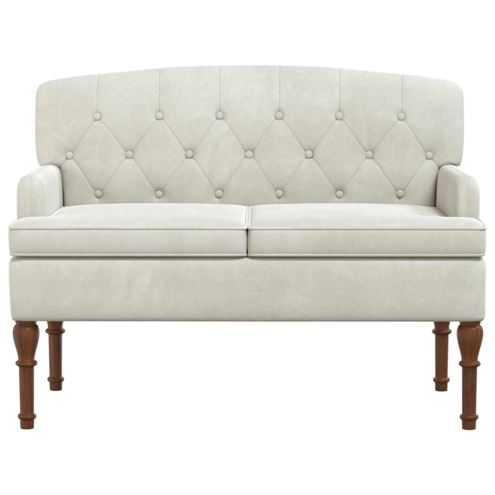 Produktbild för Loveseat med knapprapport Gräddvit 111 x 65 x 79 cm Sammet