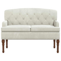 Produktbild för Loveseat med knapprapport Gräddvit 111 x 65 x 79 cm Sammet