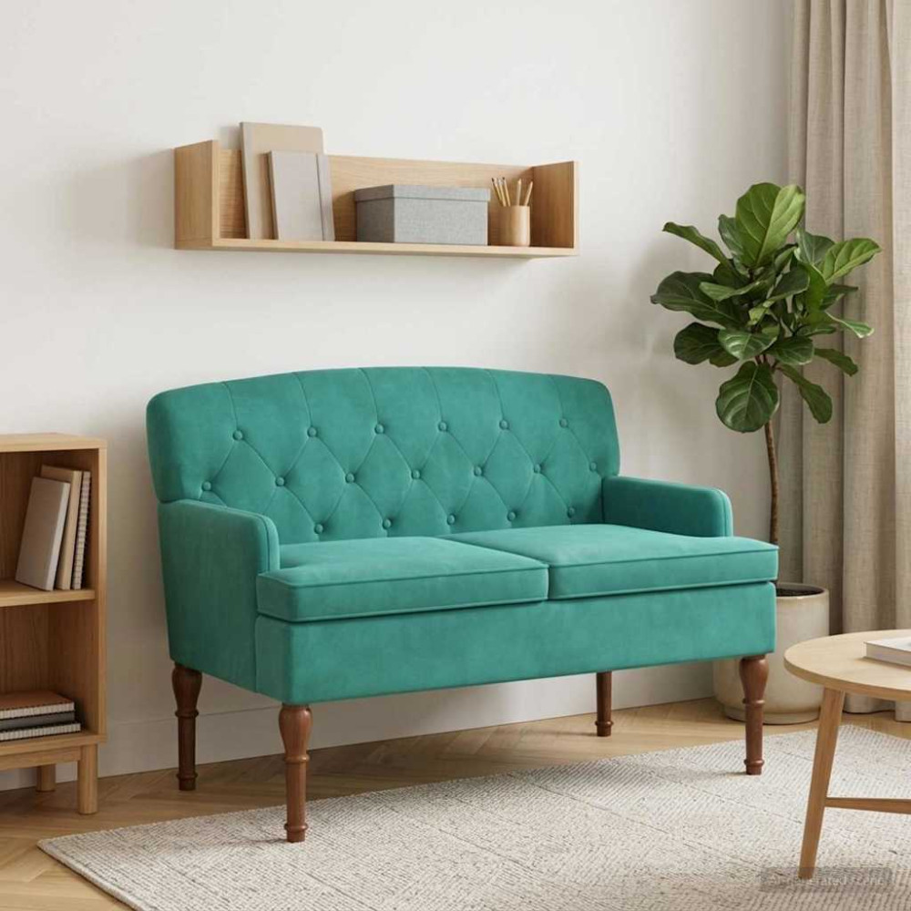 Produktbild för Loveseat med knapprapport Turkos 111 x 65 x 79 cm Sammet