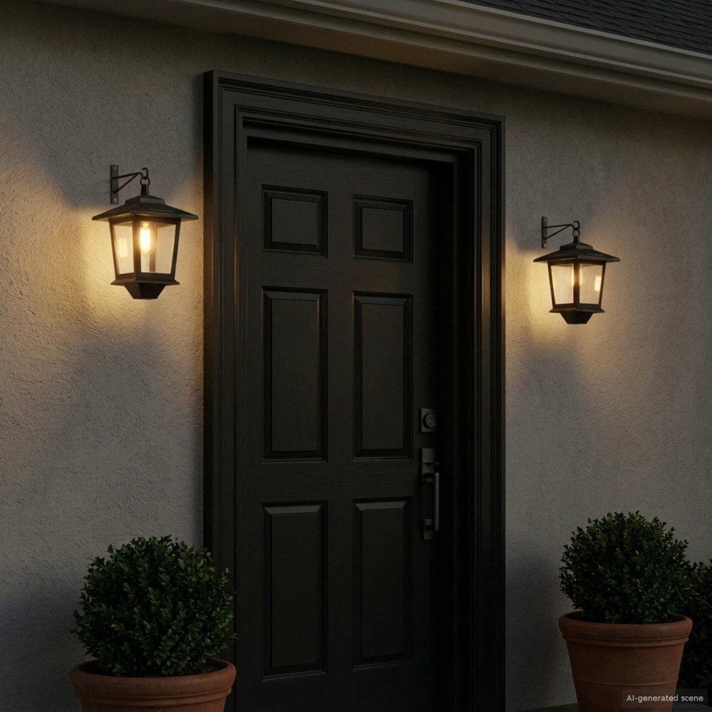 Produktbild för Vägghängd Lampa with LED Bulb 2 st Svart 19 x 14 x 25 cm