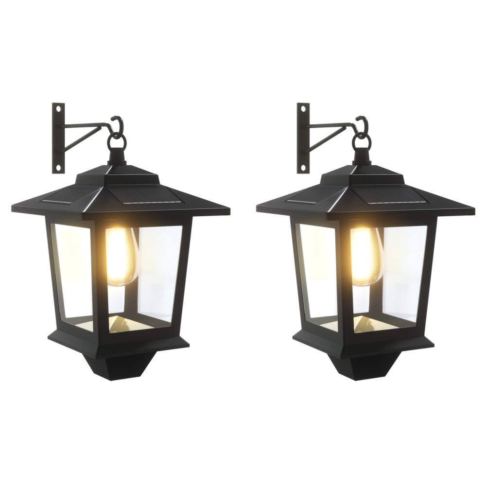 Produktbild för Vägghängd Lampa with LED Bulb 2 st Svart 19 x 14 x 25 cm