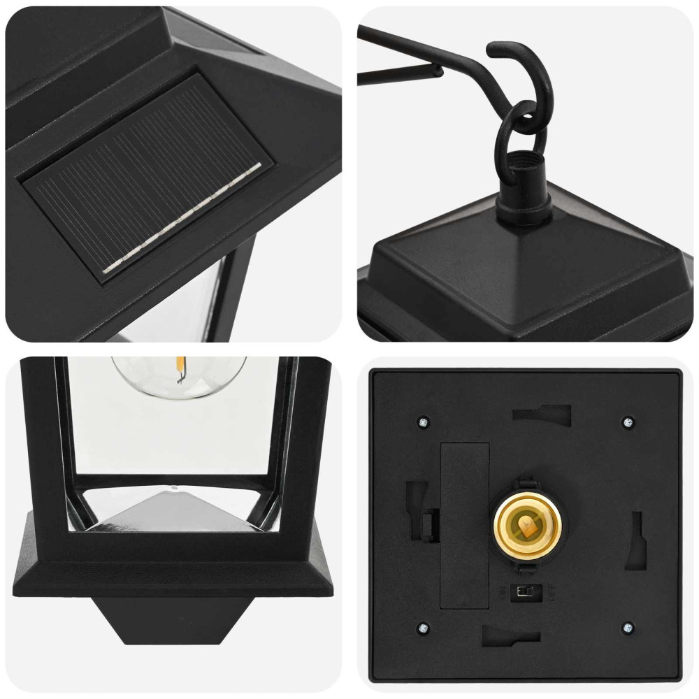 Produktbild för Vägghängd Lampa with LED Bulb 2 st Svart 19 x 14 x 25 cm