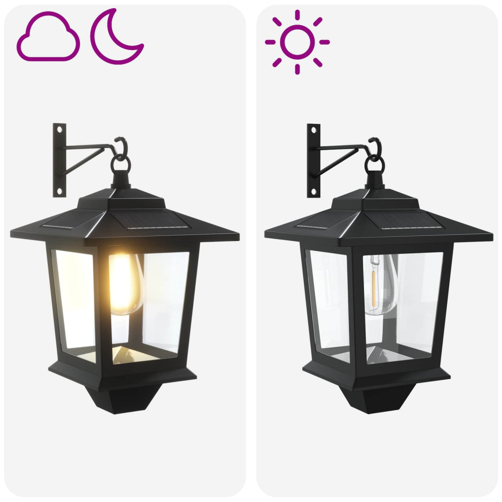 Produktbild för Vägghängd Lampa with LED Bulb 2 st Svart 19 x 14 x 25 cm