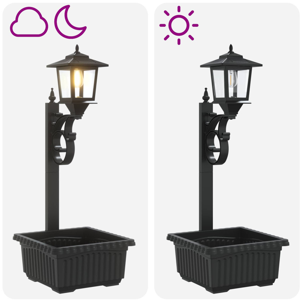 Produktbild för Pollare med Blomlåda Svart 29 x 28 x 74 cm ABS och PP