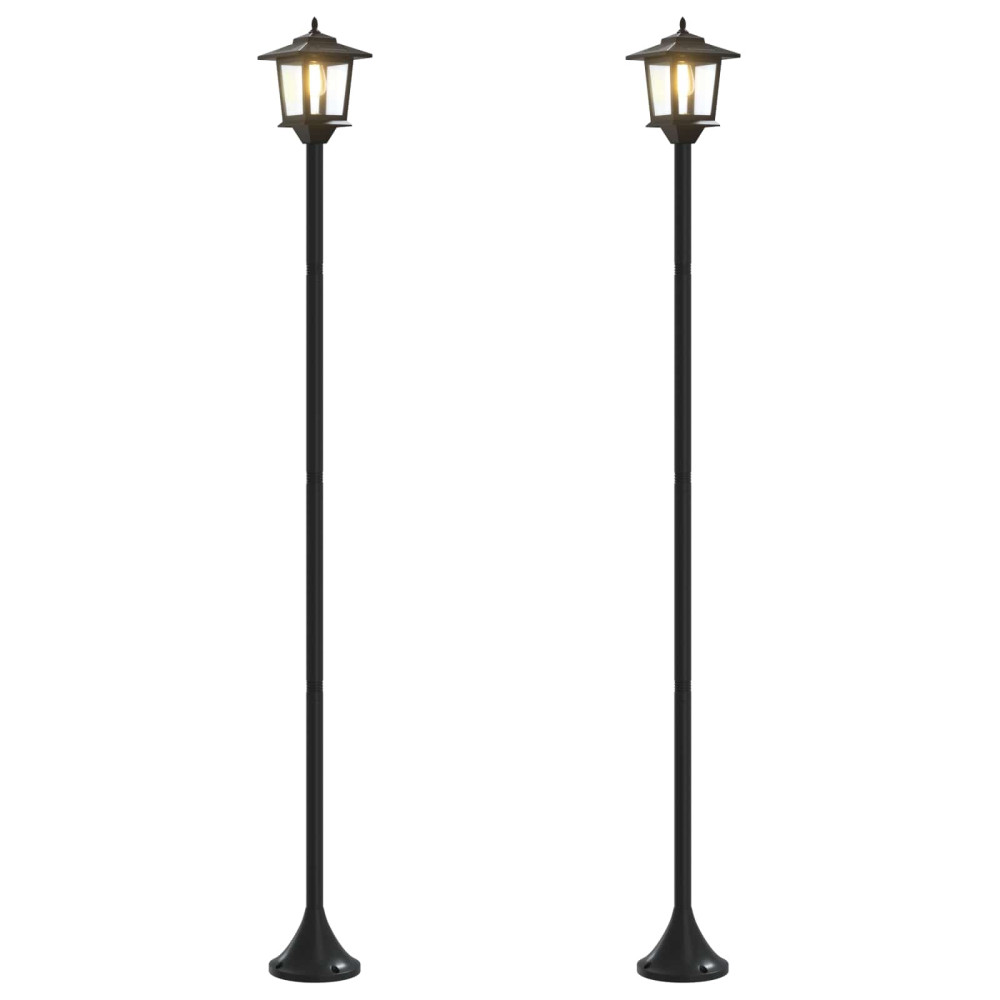 Produktbild för Lampstolpsset with LED Bulb 2 st Svart 16 x 16 x 156 cm