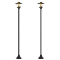 Produktbild för Lampstolpsset with LED Bulb 2 st Svart 16 x 16 x 156 cm