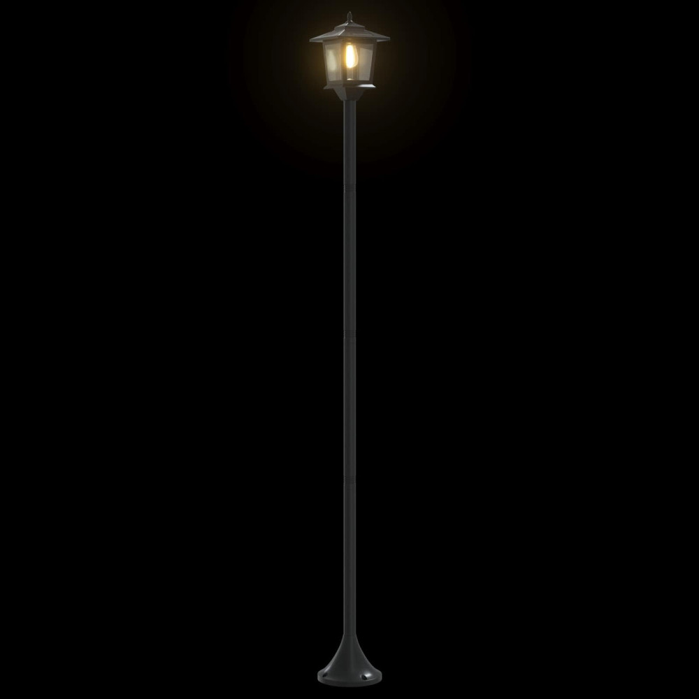 Produktbild för Lampstolpsset with LED Bulb 2 st Svart 16 x 16 x 156 cm