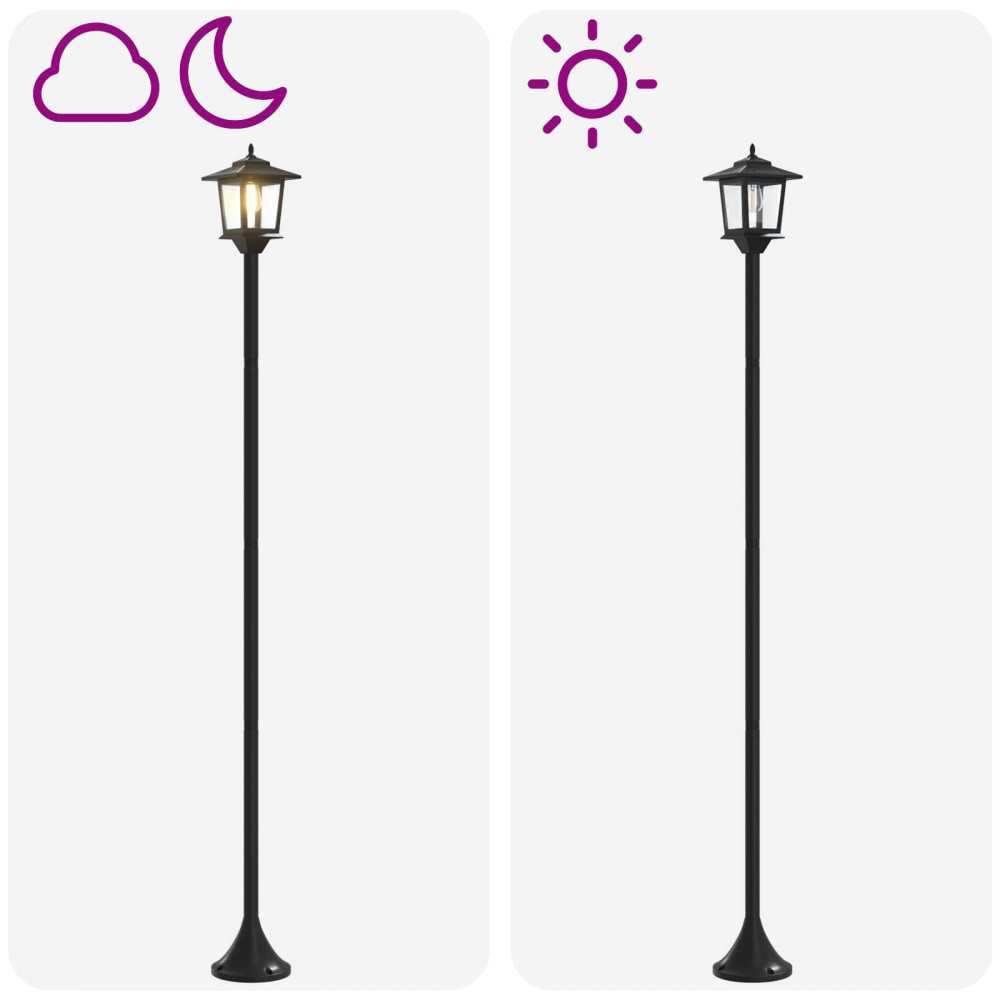 Produktbild för Lampstolpsset with LED Bulb 2 st Svart 16 x 16 x 156 cm