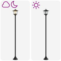 Produktbild för Lampstolpsset with LED Bulb 2 st Svart 16 x 16 x 156 cm