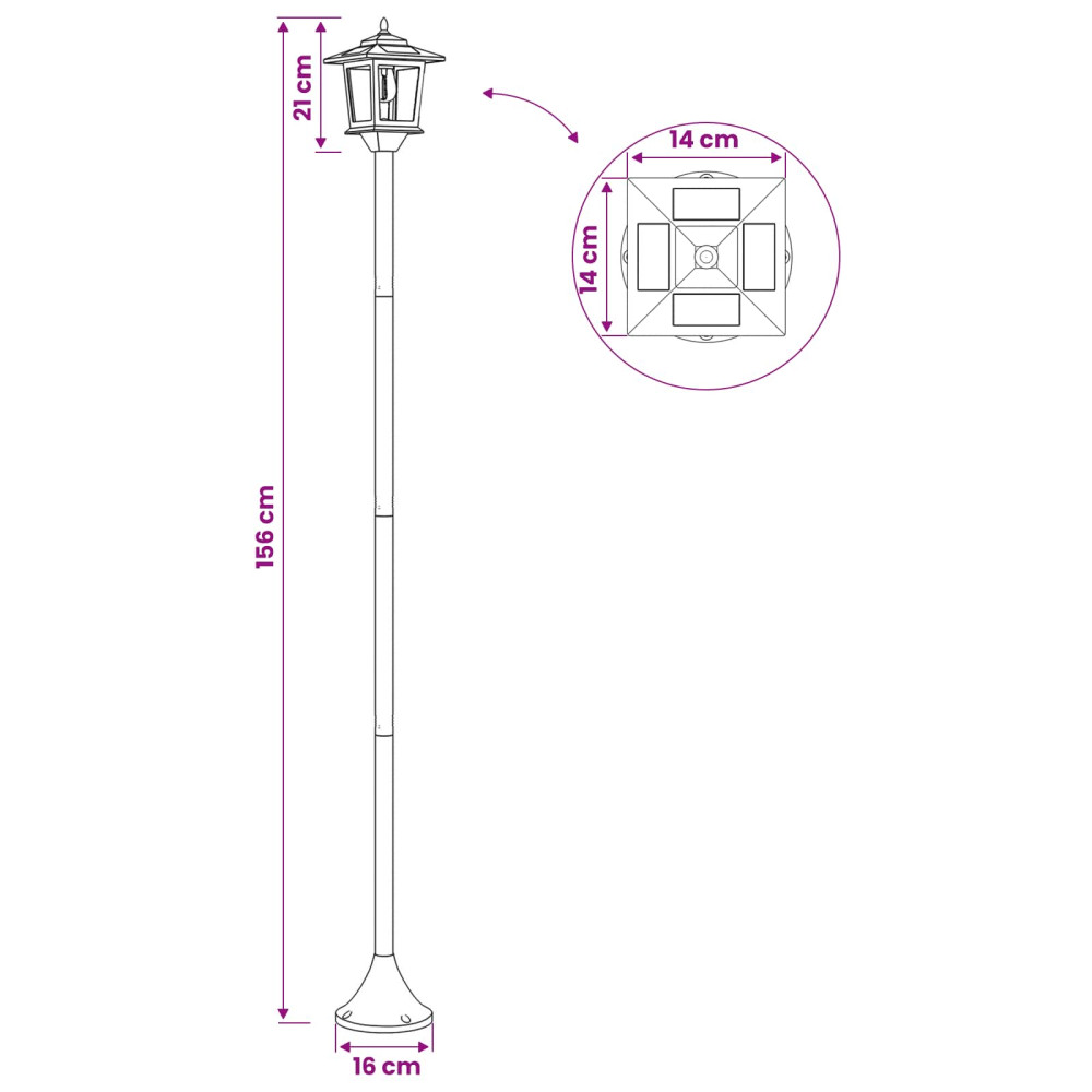 Produktbild för Lampstolpsset with LED Bulb 2 st Svart 16 x 16 x 156 cm