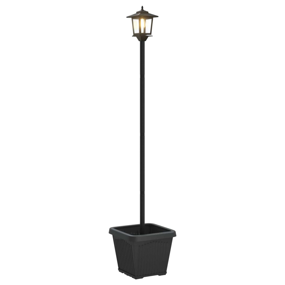 Produktbild för Solamp för stolpe med planteringskruka Svart 32 x 32 x 158 cm