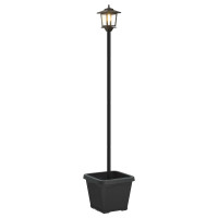 Produktbild för Solamp för stolpe med planteringskruka Svart 32 x 32 x 158 cm