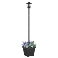 Produktbild för Solamp för stolpe med planteringskruka Svart 32 x 32 x 158 cm