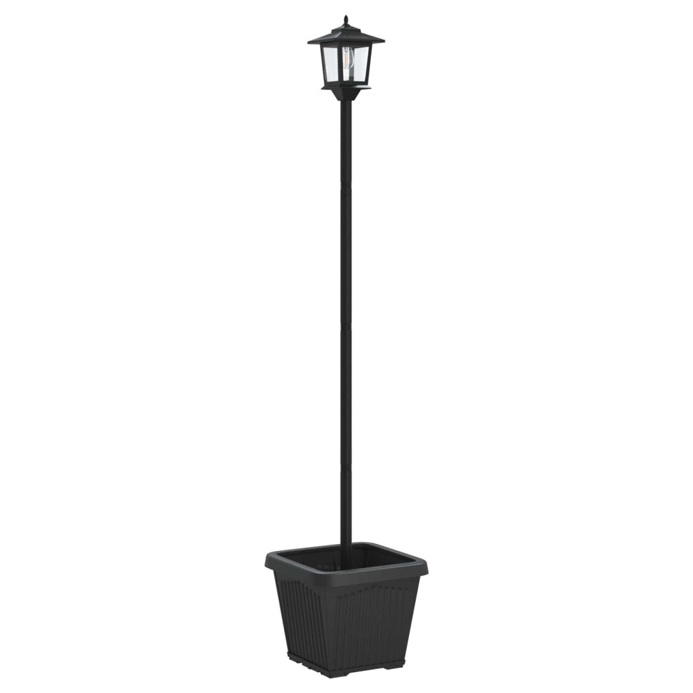 Produktbild för Solamp för stolpe med planteringskruka Svart 32 x 32 x 158 cm