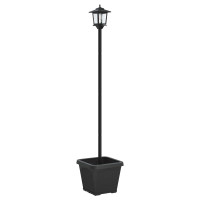 Produktbild för Solamp för stolpe med planteringskruka Svart 32 x 32 x 158 cm