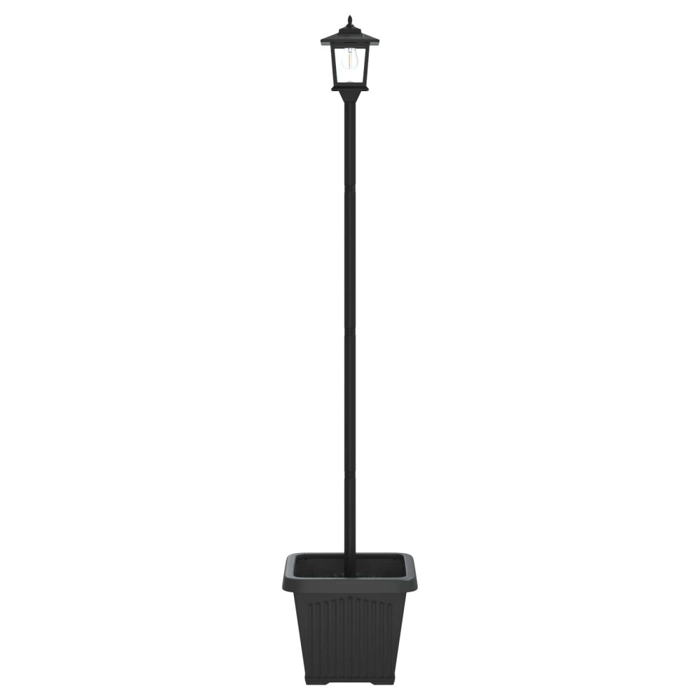 Produktbild för Solamp för stolpe med planteringskruka Svart 32 x 32 x 158 cm
