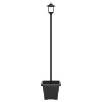 Produktbild för Solamp för stolpe med planteringskruka Svart 32 x 32 x 158 cm