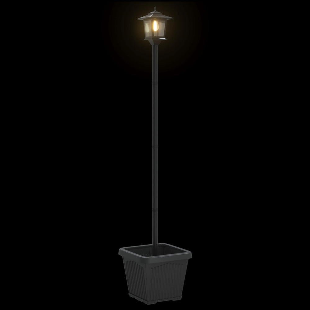 Produktbild för Solamp för stolpe med planteringskruka Svart 32 x 32 x 158 cm