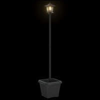 Produktbild för Solamp för stolpe med planteringskruka Svart 32 x 32 x 158 cm