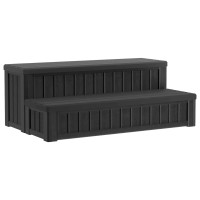 Produktbild för Badtunna Steg med Förvaring 2-Stegs Svart 93 x 57 x 35 cm PP