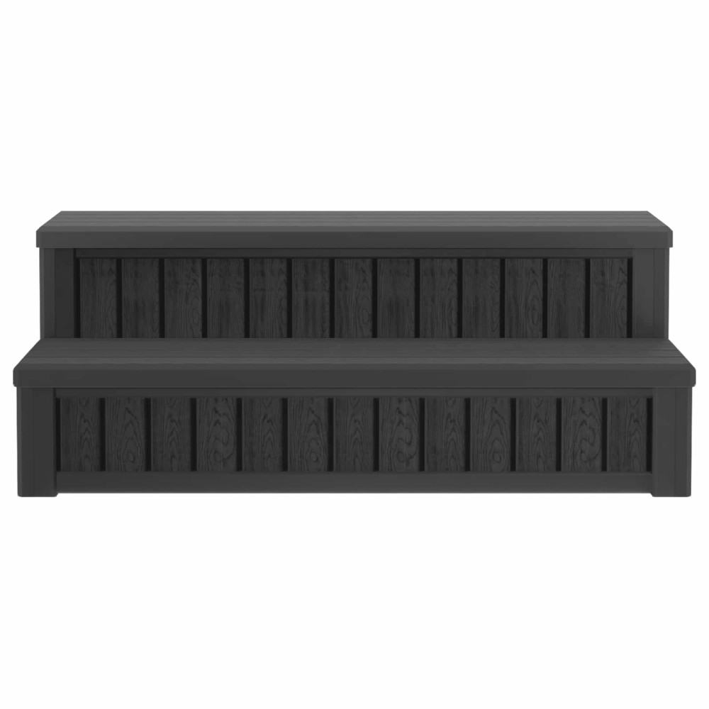 Produktbild för Badtunna Steg med Förvaring 2-Stegs Svart 93 x 57 x 35 cm PP