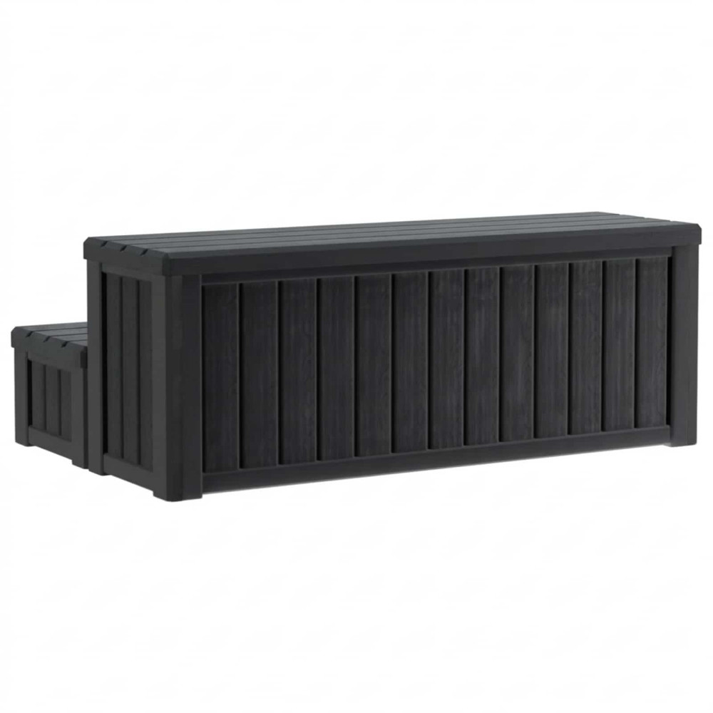 Produktbild för Badtunna Steg med Förvaring 2-Stegs Svart 93 x 57 x 35 cm PP