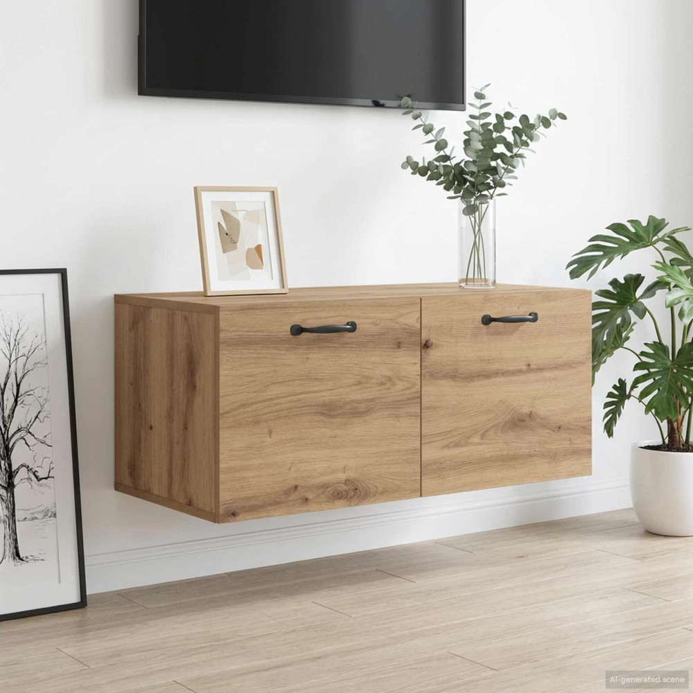 Produktbild för Väggskåp Väggmonterat Artisan-ek 80 x 36,5 x 35 cm