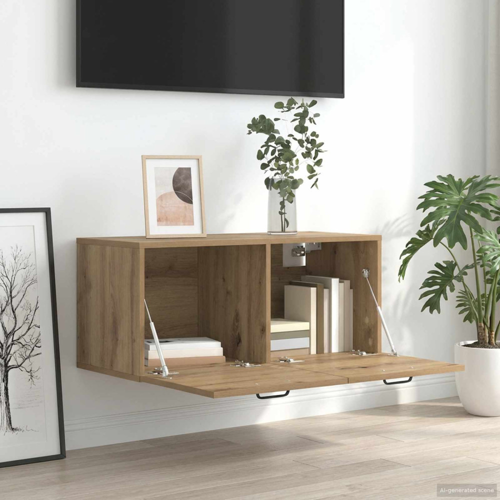 Produktbild för Väggskåp Väggmonterat Artisan-ek 80 x 36,5 x 35 cm