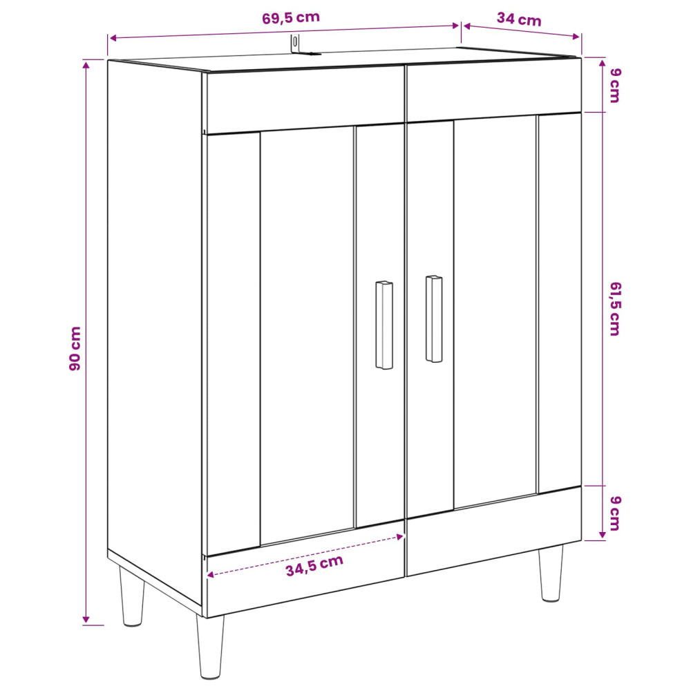 Produktbild för Sideboard Artisan-ek 69,5 x 34 x 90 cm Konstruerat trä