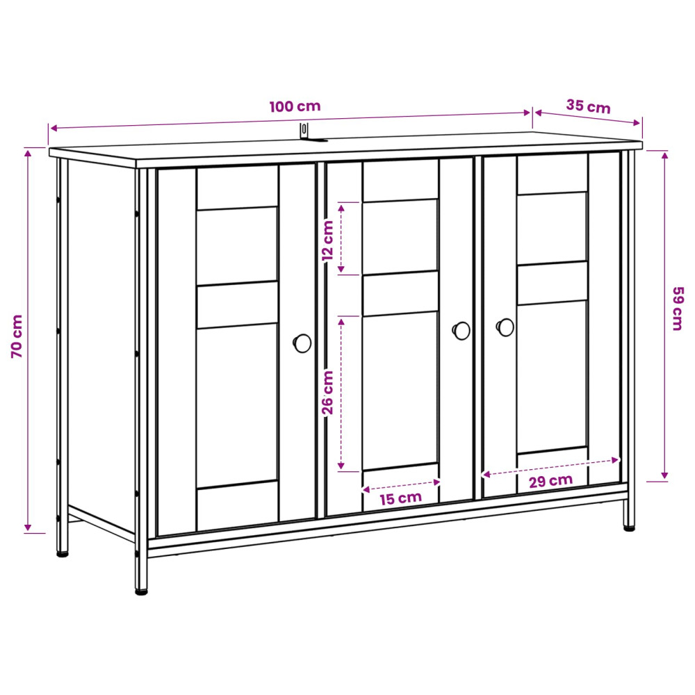 Produktbild för Sideboard Artisan-ek 100 x 35 x 70 cm Konstruerat trä