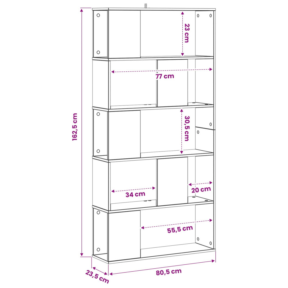 Produktbild för Bokhylla Svart ek 80,5 x 23,5 x 162,5 cm PB