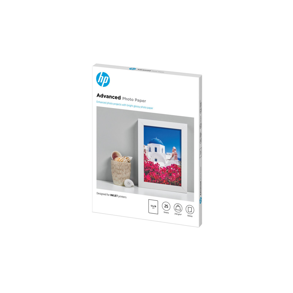 Produktbild för HP Advanced Glossy Photo Paper - fotopapper - blank - 25 ark - 130 x 180 mm