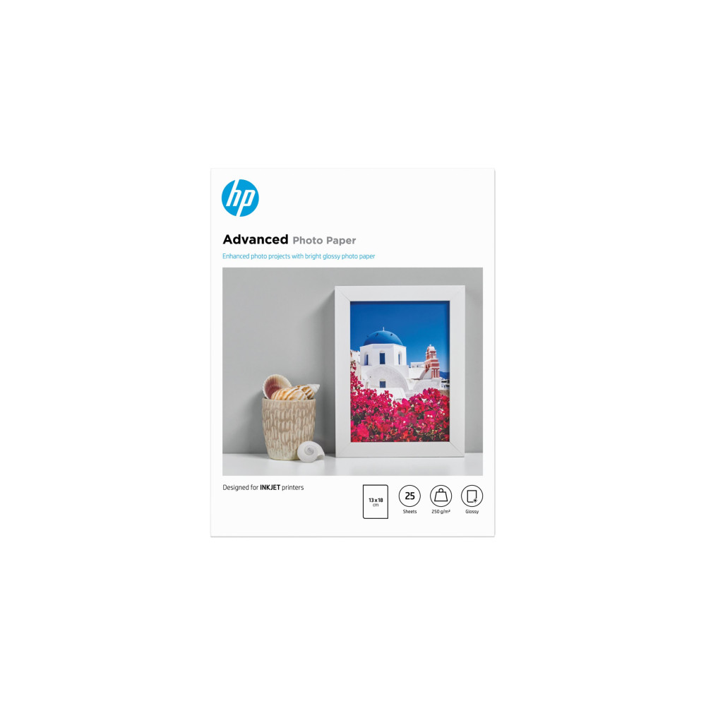 Produktbild för HP Advanced Glossy Photo Paper - fotopapper - blank - 25 ark - 130 x 180 mm