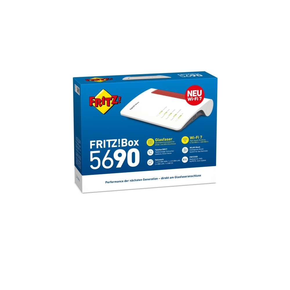Produktbild för FRITZ!Box 5690 - trådlös router - GPON-teminal - Wi-Fi 7 - skrivbordsmodell, väggmonterbar